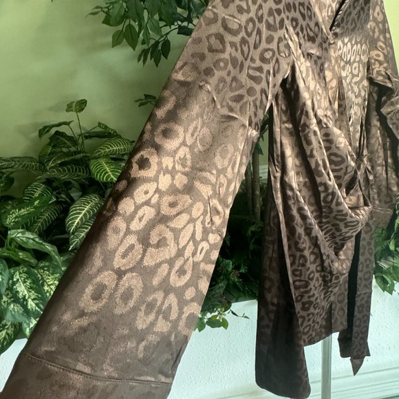 Wrap Style Satin-like Long Sleeve Mini Dress - Picture 5 of 6